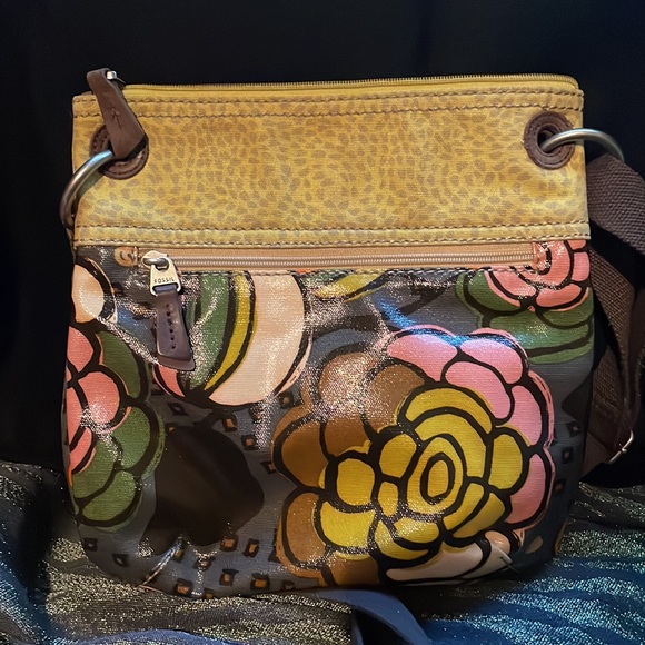 Fossil Key-per Crossbody Canvas/Patent Leather. Multi Color Print - Picture 4 of 11